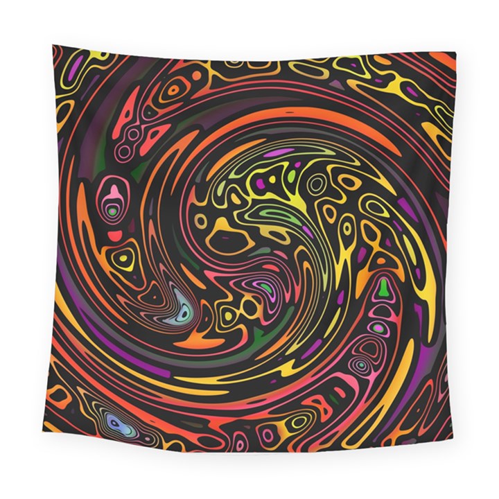 Abstract Tribal Swirl Square Tapestry (Large)