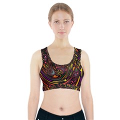 Abstract Tribal Swirl Sports Bra With Pocket by SpinnyChairDesigns