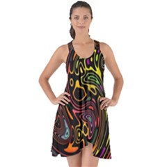 Abstract Tribal Swirl Show Some Back Chiffon Dress by SpinnyChairDesigns