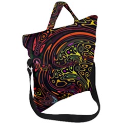 Abstract Tribal Swirl Fold Over Handle Tote Bag by SpinnyChairDesigns