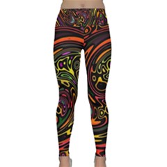 Abstract Tribal Swirl Lightweight Velour Classic Yoga Leggings by SpinnyChairDesigns