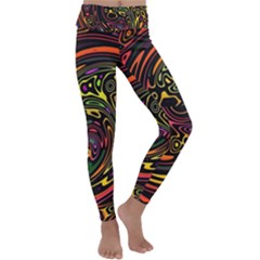 Abstract Tribal Swirl Kids  Lightweight Velour Classic Yoga Leggings by SpinnyChairDesigns