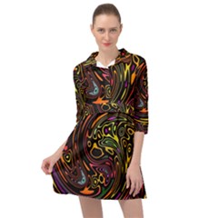 Abstract Tribal Swirl Mini Skater Shirt Dress by SpinnyChairDesigns