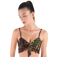 Abstract Tribal Swirl Woven Tie Front Bralet by SpinnyChairDesigns