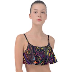 Abstract Tribal Swirl Frill Bikini Top by SpinnyChairDesigns