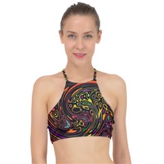 Abstract Tribal Swirl Racer Front Bikini Top by SpinnyChairDesigns