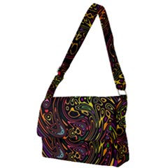 Abstract Tribal Swirl Full Print Messenger Bag (l) by SpinnyChairDesigns