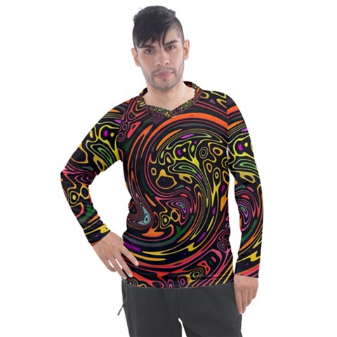 Abstract Tribal Swirl Men s Pique Long Sleeve Tee by SpinnyChairDesigns