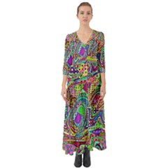 Ugliest Pattern In The World Button Up Boho Maxi Dress by SpinnyChairDesigns