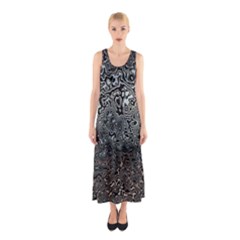 Urban Camouflage Black Grey Brown Sleeveless Maxi Dress by SpinnyChairDesigns