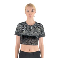 Urban Camouflage Black Grey Brown Cotton Crop Top by SpinnyChairDesigns