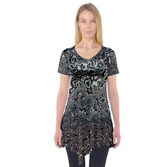 Urban Camouflage Black Grey Brown Short Sleeve Tunic  by SpinnyChairDesigns