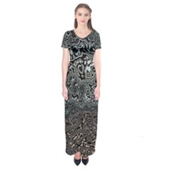 Urban Camouflage Black Grey Brown Short Sleeve Maxi Dress by SpinnyChairDesigns