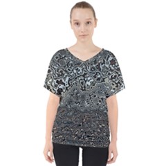 Urban Camouflage Black Grey Brown V-neck Dolman Drape Top by SpinnyChairDesigns