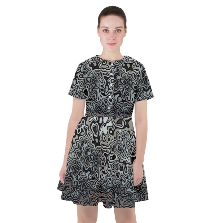 Urban Camouflage Black Grey Brown Sailor Dress