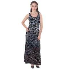 Urban Camouflage Black Grey Brown Sleeveless Velour Maxi Dress by SpinnyChairDesigns