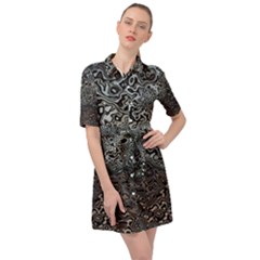 Urban Camouflage Black Grey Brown Belted Shirt Dress by SpinnyChairDesigns