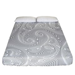 White Abstract Paisley Pattern Fitted Sheet (california King Size) by SpinnyChairDesigns