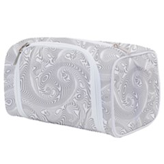 White Abstract Paisley Pattern Toiletries Pouch by SpinnyChairDesigns