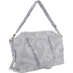 White Abstract Paisley Pattern Canvas Crossbody Bag by SpinnyChairDesigns