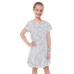 White Abstract Paisley Pattern Kids  Drop Waist Dress by SpinnyChairDesigns