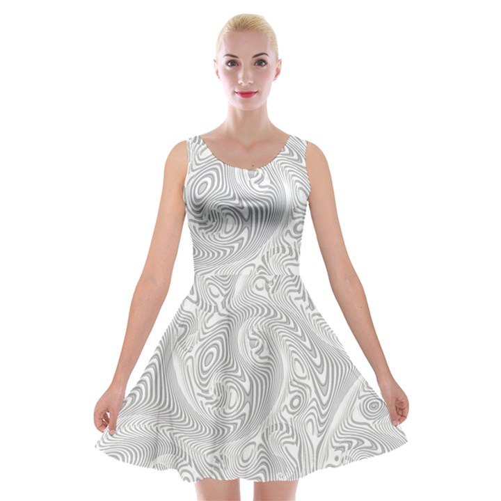 White Abstract Paisley Pattern Velvet Skater Dress