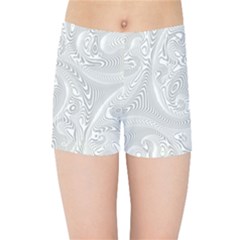 White Abstract Paisley Pattern Kids  Sports Shorts by SpinnyChairDesigns