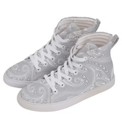 White Abstract Paisley Pattern Women s Hi-top Skate Sneakers by SpinnyChairDesigns