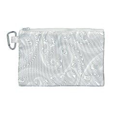 White Abstract Paisley Pattern Canvas Cosmetic Bag (large) by SpinnyChairDesigns