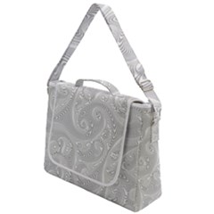 White Abstract Paisley Pattern Box Up Messenger Bag by SpinnyChairDesigns