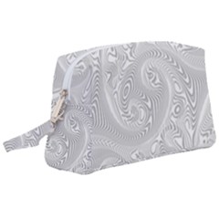 White Abstract Paisley Pattern Wristlet Pouch Bag (large) by SpinnyChairDesigns