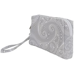 White Abstract Paisley Pattern Wristlet Pouch Bag (small) by SpinnyChairDesigns