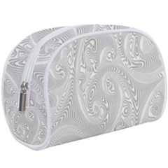 White Abstract Paisley Pattern Makeup Case (large) by SpinnyChairDesigns