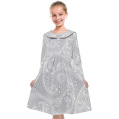 White Abstract Paisley Pattern Kids  Midi Sailor Dress