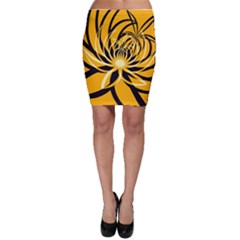 Black Yellow Abstract Floral Pattern Bodycon Skirt by SpinnyChairDesigns