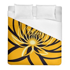 Black Yellow Abstract Floral Pattern Duvet Cover (full/ Double Size) by SpinnyChairDesigns