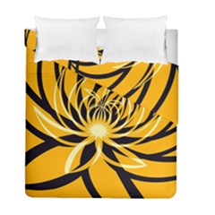 Black Yellow Abstract Floral Pattern Duvet Cover Double Side (full/ Double Size) by SpinnyChairDesigns