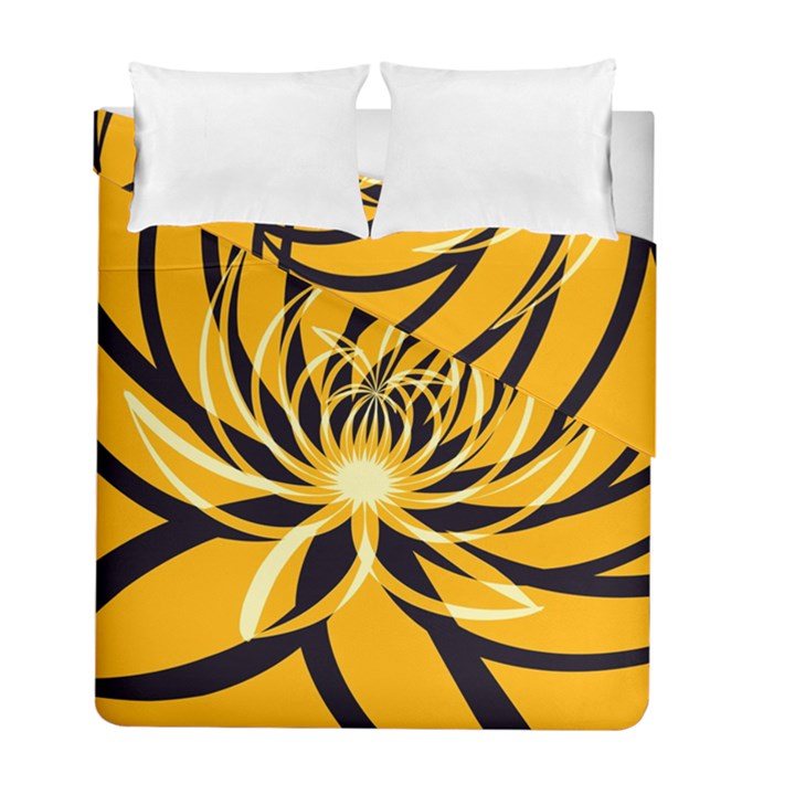 Black Yellow Abstract Floral Pattern Duvet Cover Double Side (Full/ Double Size)