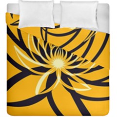 Black Yellow Abstract Floral Pattern Duvet Cover Double Side (king Size) by SpinnyChairDesigns