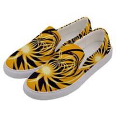 Black Yellow Abstract Floral Pattern Men s Canvas Slip Ons by SpinnyChairDesigns