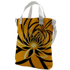 Black Yellow Abstract Floral Pattern Canvas Messenger Bag by SpinnyChairDesigns