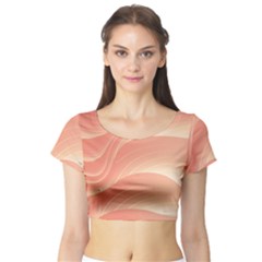 Coral Peach Swoosh Short Sleeve Crop Top by SpinnyChairDesigns