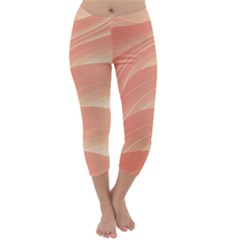 Coral Peach Swoosh Capri Winter Leggings  by SpinnyChairDesigns