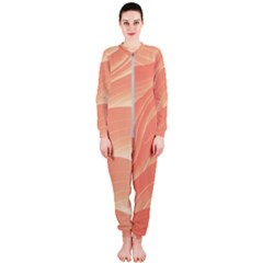 Coral Peach Swoosh Onepiece Jumpsuit (ladies)  by SpinnyChairDesigns