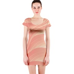 Coral Peach Swoosh Short Sleeve Bodycon Dress by SpinnyChairDesigns