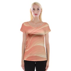 Coral Peach Swoosh Cap Sleeve Top by SpinnyChairDesigns