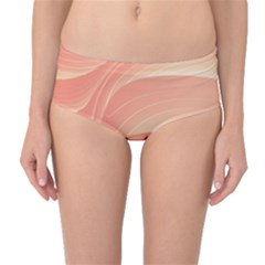 Coral Peach Swoosh Mid-waist Bikini Bottoms by SpinnyChairDesigns