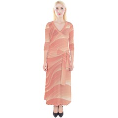 Coral Peach Swoosh Quarter Sleeve Wrap Maxi Dress by SpinnyChairDesigns