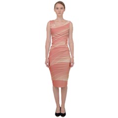 Coral Peach Swoosh Sleeveless Pencil Dress by SpinnyChairDesigns