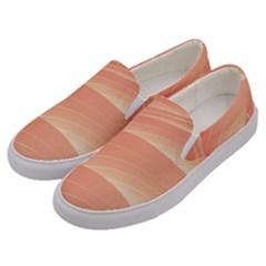 Coral Peach Swoosh Men s Canvas Slip Ons by SpinnyChairDesigns